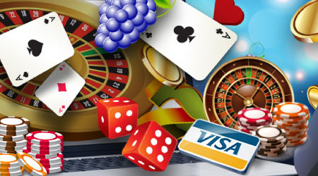 Атрибуты казино и лого Виза